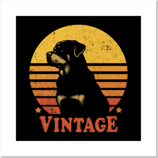 Vintage Rottweiler Dog Retro Sunset Dog Lover Posters and Art